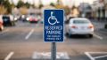 Accessible parking identification sign mounted at the head of a designated parking space