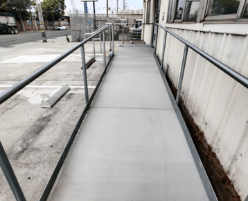 ADA Concrete Ramp with Steel Handrails